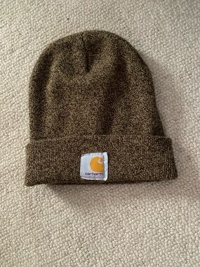 Carhartt Marled Olive Knit Cuffed stocking cap with Logo Patch